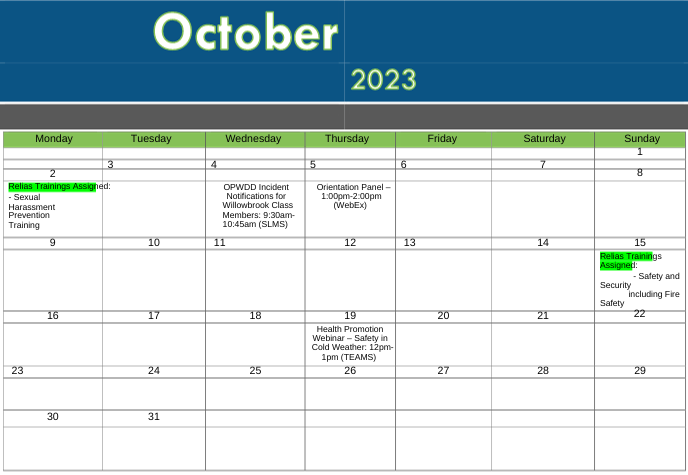 October 2023 ACA NY Training Calendar Thumbnail